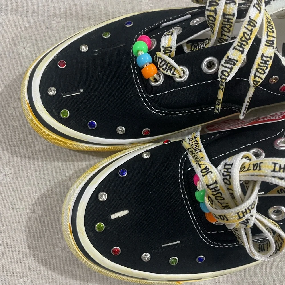Vans Black Low-Top Sneakers with Multicolor Crystal Accents